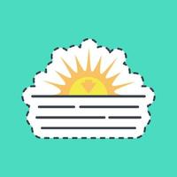 klistermärke linje skära solnedgång. väder element symbol. Bra för grafik, webb, smartphone app, affischer, infografik, logotyp, tecken, etc. vektor