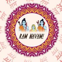 Vektor Illustration von ein Hintergrund zum religiös Urlaub von Indien mit Hindi Text Bedeutung Shree RAM Navami Feier.