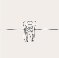 minimalistisch Zahnarzt Linie Kunst, Zähne Gliederung Zeichnung, Dental Büro, einfach skizzieren, Vektor Design