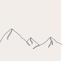 minimalistisk berg linje konst, landskap översikt teckning ,illustration, vektor natur, landskap, enkel skiss, skön