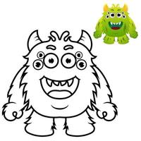 färg sidor för barn utbildning söt monster tecknad serie vektor ikon illustration. monster Semester ikon begrepp isolerat
