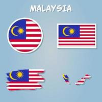vektor Karta av malaysia med de bild av de nationell flagga.