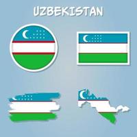 uzbekistan flagga inuti Karta gränser vektor illustration.