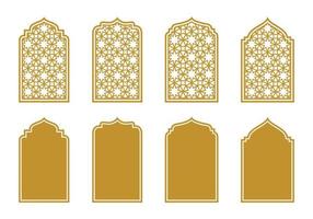 uppsättning av guld islamic eller arab fönster båge samling. vektor illustration