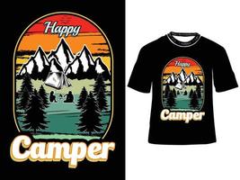 glücklich Wohnmobil, glücklich Wohnmobil, Camping T-Shirt Design, Berg Camping kreativ t Hemd Vektor