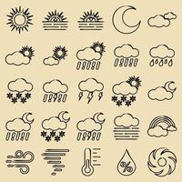 ikon uppsättning av väder. väder element symbol. ikoner i hand dragen stil. Bra för grafik, webb, smartphone app, affischer, infografik, logotyp, tecken, etc. vektor