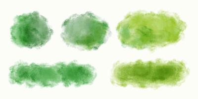 Grün Aquarell Flecken und Streifen isoliert auf Weiß. Hand gemalt, Vektor Illustration
