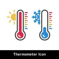 platt termometer ikon för varm och kall temperatur symboler vektor