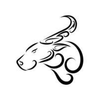 svartvit streckkonst av buffelhuvud. bra användning för symbol, maskot, ikon, avatar, tatuering, t-shirtdesign, logotyp eller vilken design du vill ha. vektor