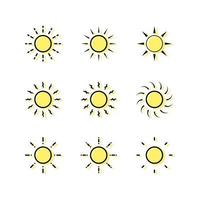einstellen von Sonne Symbole Vektor zum Logo und Helligkeit Symbol mit Gliederung gefüllt oder linear Farbe Stil