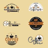 kaffe märken och årgång klistermärke design vektor