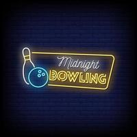 Mitternacht Bowling Leuchtreklamen Stil Text Vektor