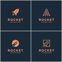 Sammlung von Raketen-Monogramm-Logo-Designs. Raumrakete, die Zusammenfassung mit Vektorillustration isoliert startet. vektor