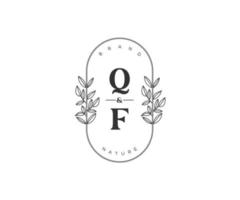 Initiale qf Briefe schön Blumen- feminin editierbar vorgefertigt Monoline Logo geeignet zum Spa Salon Haut Haar Schönheit Boutique und kosmetisch Unternehmen. vektor