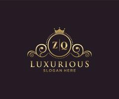 första zq brev kunglig lyx logotyp mall i vektor konst för restaurang, kungligheter, boutique, Kafé, hotell, heraldisk, Smycken, mode och Övrig vektor illustration.