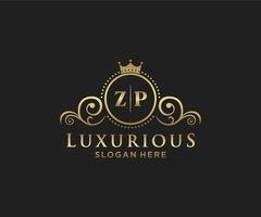 Royal Luxury Logo-Vorlage mit anfänglichem zp-Buchstaben in Vektorgrafiken für Restaurant, Lizenzgebühren, Boutique, Café, Hotel, Heraldik, Schmuck, Mode und andere Vektorillustrationen. vektor