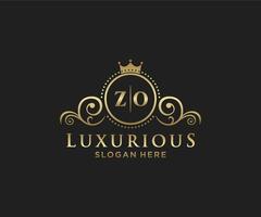 anfängliche zo-Buchstabe königliche Luxus-Logo-Vorlage in Vektorgrafiken für Restaurant, Lizenzgebühren, Boutique, Café, Hotel, heraldisch, Schmuck, Mode und andere Vektorillustrationen. vektor