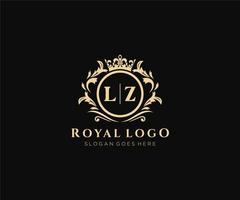 första lz brev lyxig varumärke logotyp mall, för restaurang, kungligheter, boutique, Kafé, hotell, heraldisk, Smycken, mode och Övrig vektor illustration.
