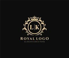 första lk brev lyxig varumärke logotyp mall, för restaurang, kungligheter, boutique, Kafé, hotell, heraldisk, Smycken, mode och Övrig vektor illustration.