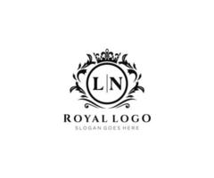 första ln brev lyxig varumärke logotyp mall, för restaurang, kungligheter, boutique, Kafé, hotell, heraldisk, Smycken, mode och Övrig vektor illustration.