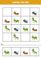 Sudoku-Spiel mit niedlichen Insekten. für Kinder. vektor