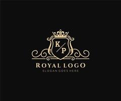 första kp brev lyxig varumärke logotyp mall, för restaurang, kungligheter, boutique, Kafé, hotell, heraldisk, Smycken, mode och Övrig vektor illustration.