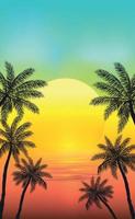 Sonnenuntergang am Strand mit Palmen vektor
