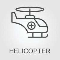 Notfall Hubschrauber Symbol. Linie, Glyphe und gefüllt Gliederung bunt Ausführung, Hubschrauber mit Kreuz Gliederung und gefüllt Vektor unterzeichnen. Luft Krankenwagen Symbol, Logo Illustration. anders Stil Symbole Satz.