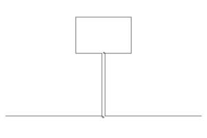 einzelne durchgehende Strichzeichnungsvorlage des quadratischen Straßenschilds. eine linie zeichnen vektorillustration. vektor