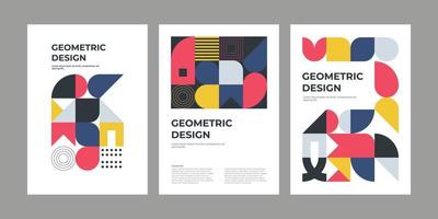 bunt Neo geometrisch Poster. Gitter mit Farbe geometrisch Formen. modern abstrakt Werbung Flyer Hintergrund Illustration Satz. geometrisch Vorlage Poster, Broschüre Neo Muster vektor