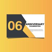 06 år årsdag firande årsdag firande mall design med gul Färg bakgrund vektor