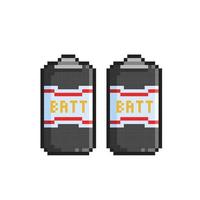 svart batteri i pixel konst stil vektor