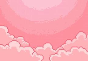 rosa moln bakgrund i pixel konst stil vektor