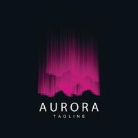 aurora logotyp, enkel design Fantastisk naturlig landskap av norrsken, vektor ikon mall, illustration