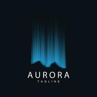 aurora logotyp, enkel design Fantastisk naturlig landskap av norrsken, vektor ikon mall, illustration