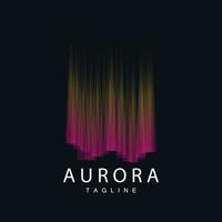 aurora logotyp, enkel design Fantastisk naturlig landskap av norrsken, vektor ikon mall, illustration