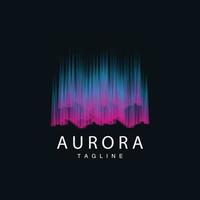 aurora logotyp, enkel design Fantastisk naturlig landskap av norrsken, vektor ikon mall, illustration