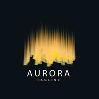 aurora logotyp, enkel design Fantastisk naturlig landskap av norrsken, vektor ikon mall, illustration