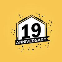 19 år årsdag logotyp vektor design födelsedag firande med geometrisk isolerat design