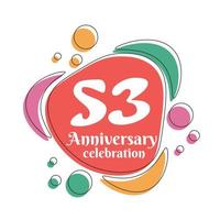 53 .. Jahrestag Feier Logo bunt Design mit Luftblasen auf Weiß Hintergrund abstrakt Vektor Illustration