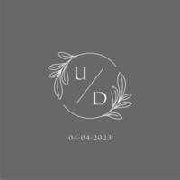 Brief ud Hochzeit Monogramm Logo Design kreativ Blumen- Stil Initiale Name Vorlage vektor