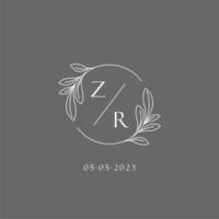 Brief zr Hochzeit Monogramm Logo Design kreativ Blumen- Stil Initiale Name Vorlage vektor