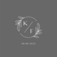 Brief kf Hochzeit Monogramm Logo Design kreativ Blumen- Stil Initiale Name Vorlage vektor