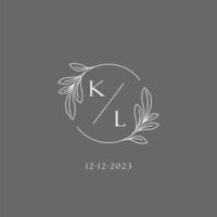 Brief kl Hochzeit Monogramm Logo Design kreativ Blumen- Stil Initiale Name Vorlage vektor