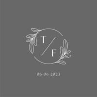Brief tf Hochzeit Monogramm Logo Design kreativ Blumen- Stil Initiale Name Vorlage vektor