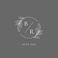 brev br bröllop monogram logotyp design kreativ blommig stil första namn mall vektor