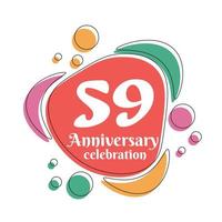 59: e årsdag firande logotyp färgrik design med bubblor på vit bakgrund abstrakt vektor illustration