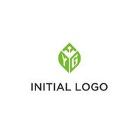 yg Monogramm mit Blatt Logo Design Ideen, kreativ Initiale Brief Logo mit natürlich Grün Blätter vektor