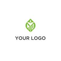 mo Monogramm mit Blatt Logo Design Ideen, kreativ Initiale Brief Logo mit natürlich Grün Blätter vektor
