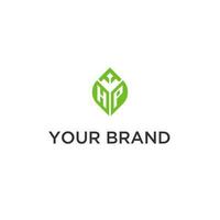 hp Monogramm mit Blatt Logo Design Ideen, kreativ Initiale Brief Logo mit natürlich Grün Blätter vektor